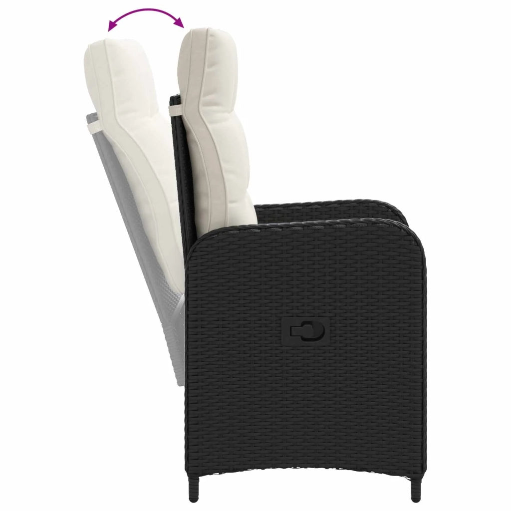 Set da pranzo per esterni 3 pz Nero e Bianco Crema polyrattan 3422294