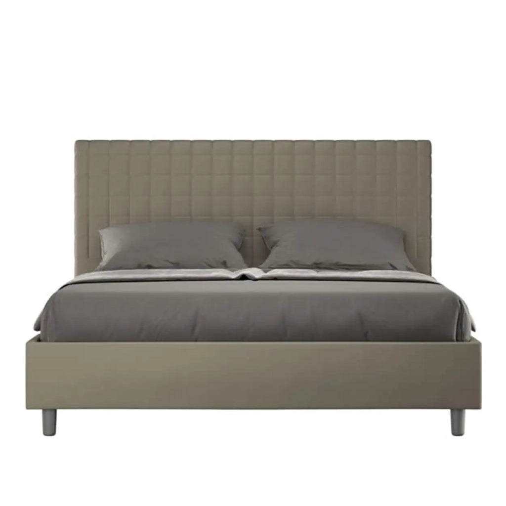 Letto matrimoniale contenitore imbottito 160x210 similpelle cappuccino Sunny