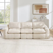 Divano 3 posti ¨C Minimal ¨C Beige tessuto chenille imbottito con cuscini