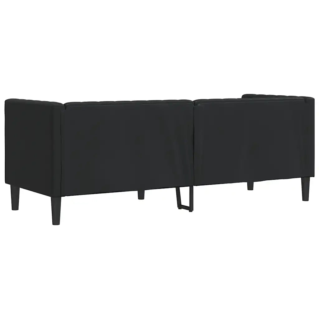 Divano Chesterfield a 3 Posti-Sofa 3 Posti-Divanetto Nero in Similpelle