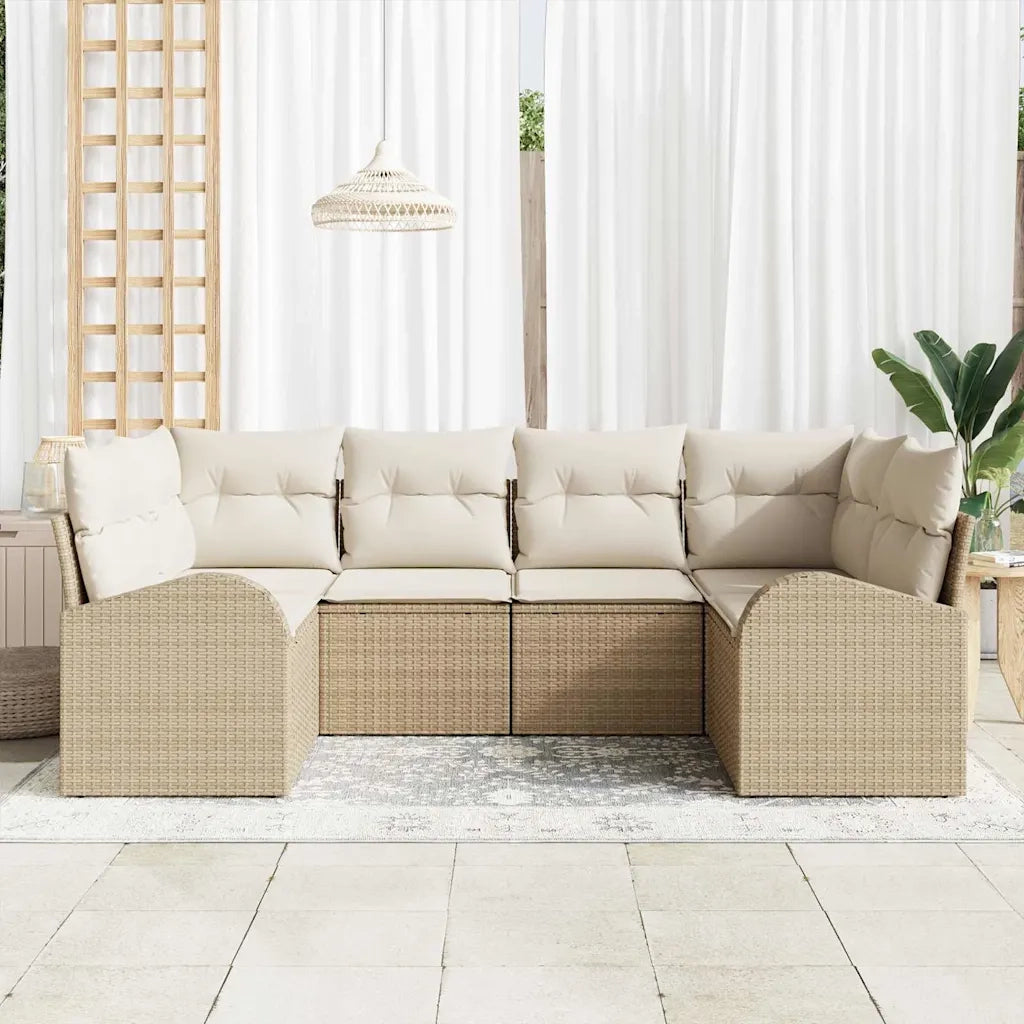 Set Divano da Giardino 6 pcs Beige Rattan in Polipropilene 3346181