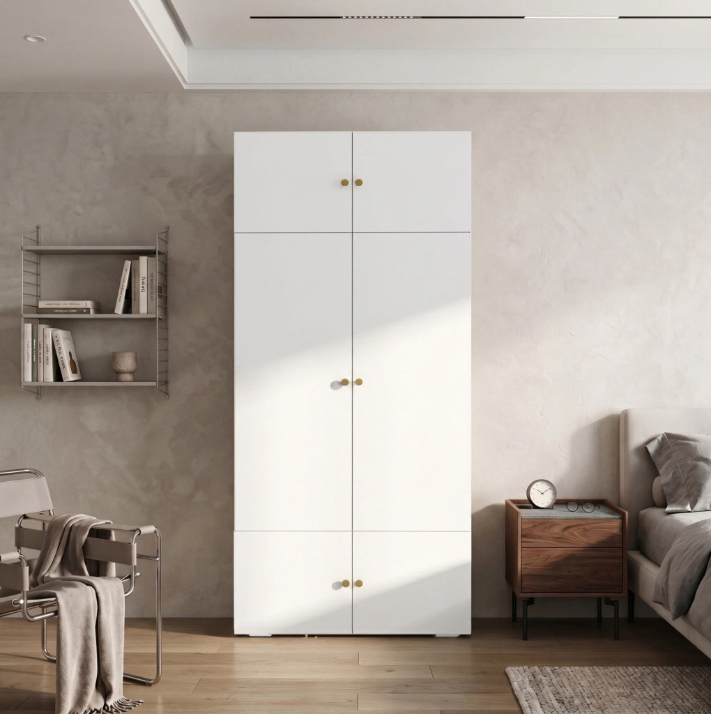 ARMADIO con asta appendiabiti e 5 vani 90x50x200 cm Bianco