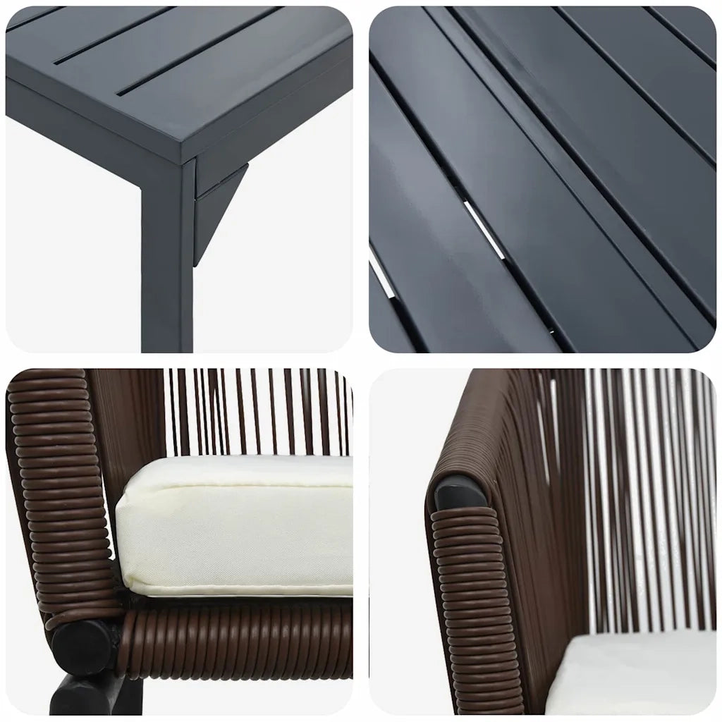 Set da Pranzo per Giardino 7 pcs Marrone polyrattan 3378825