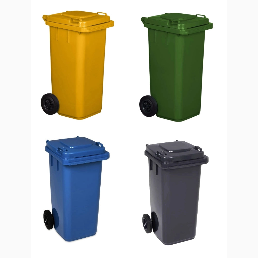 Kit 4 Pezzi Pattumiera Bidone Portarifiuti per Raccolta Differenziata 120 Litri