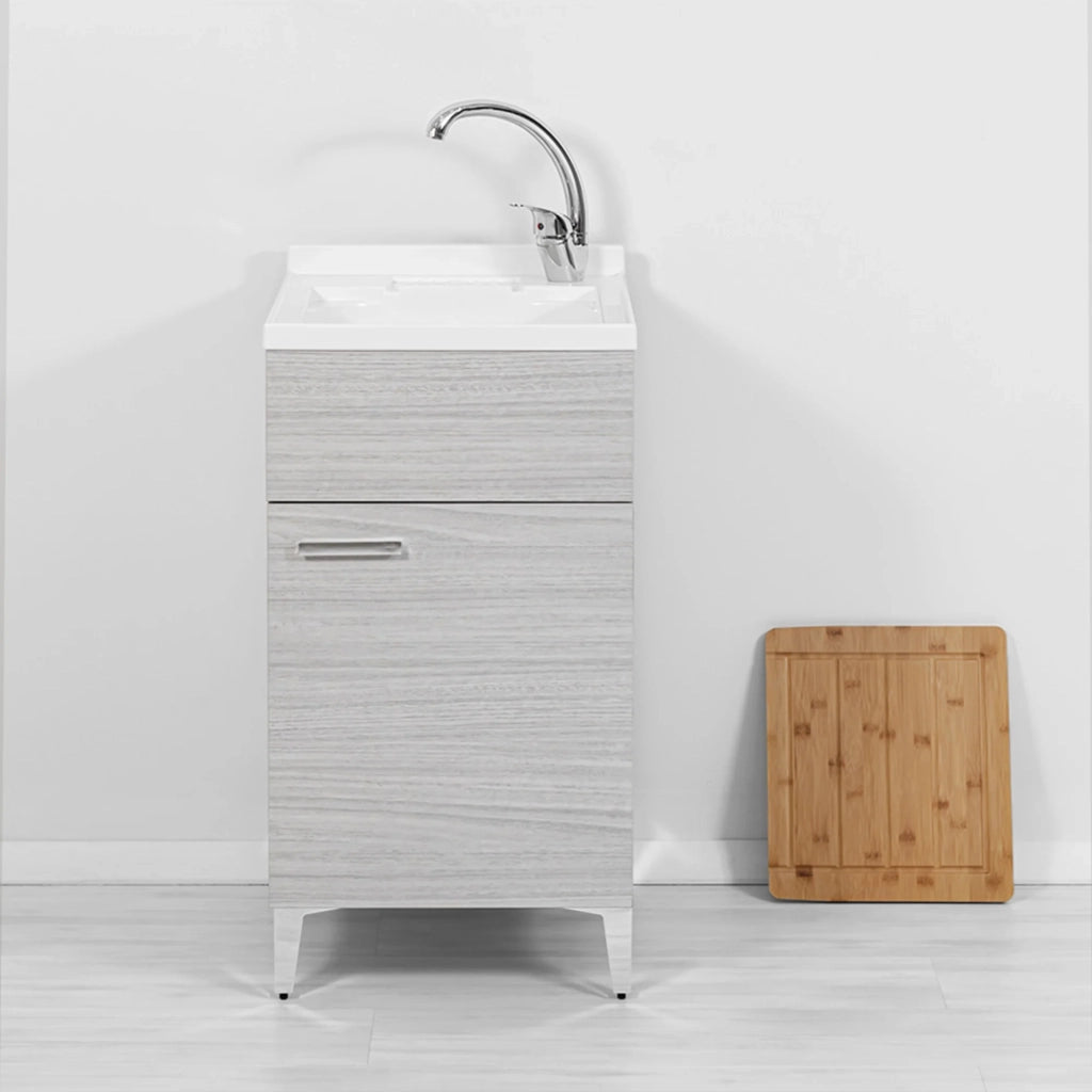 Mobile lavatoio grigio 45x50 cm vasca in resina e asse lavapanni Desya