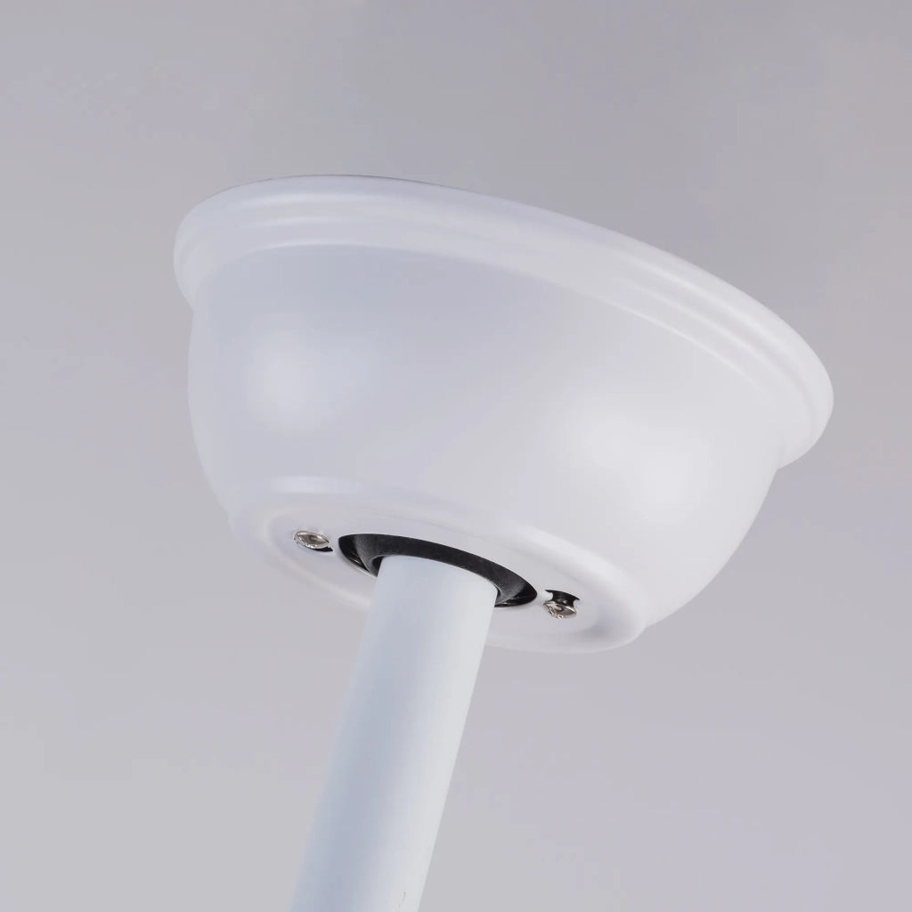 Ventilatore da soffitto 70 pollici bianco, design moderno, 3 pale in legno massello, senza luce, con telecomando, 6 velocità reversibili e memoria