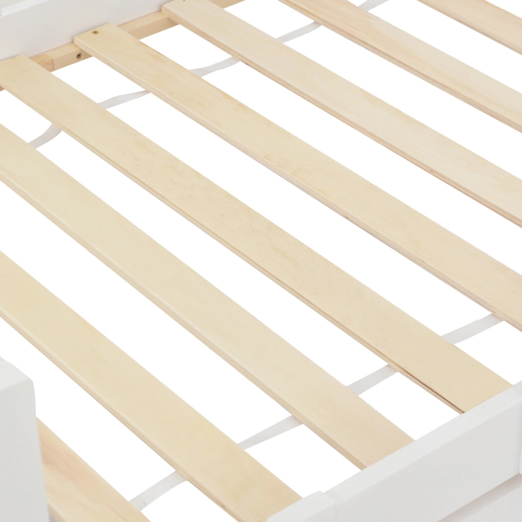 LETTO a casetta con tetto e recinto 90x200 cm in legno di pino bianco