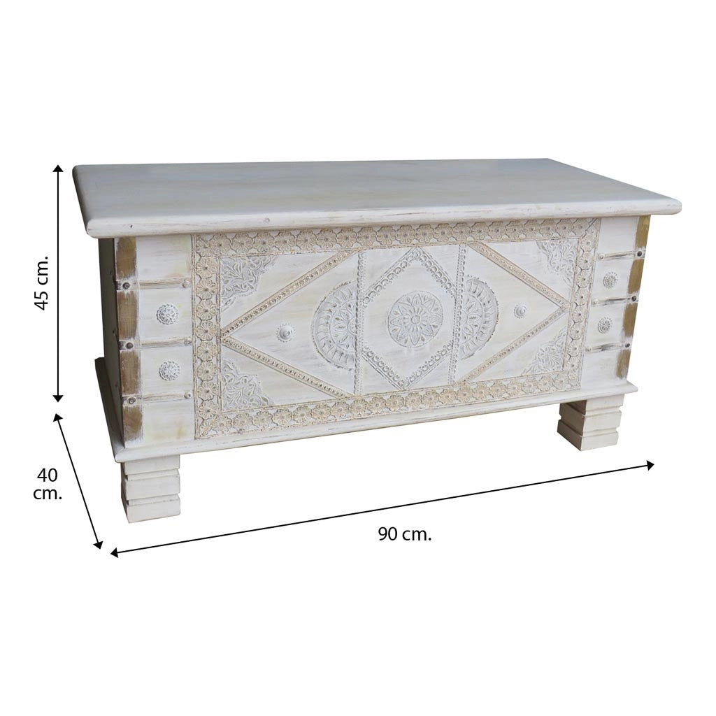 Baule in legno blu 90x40x45h cm