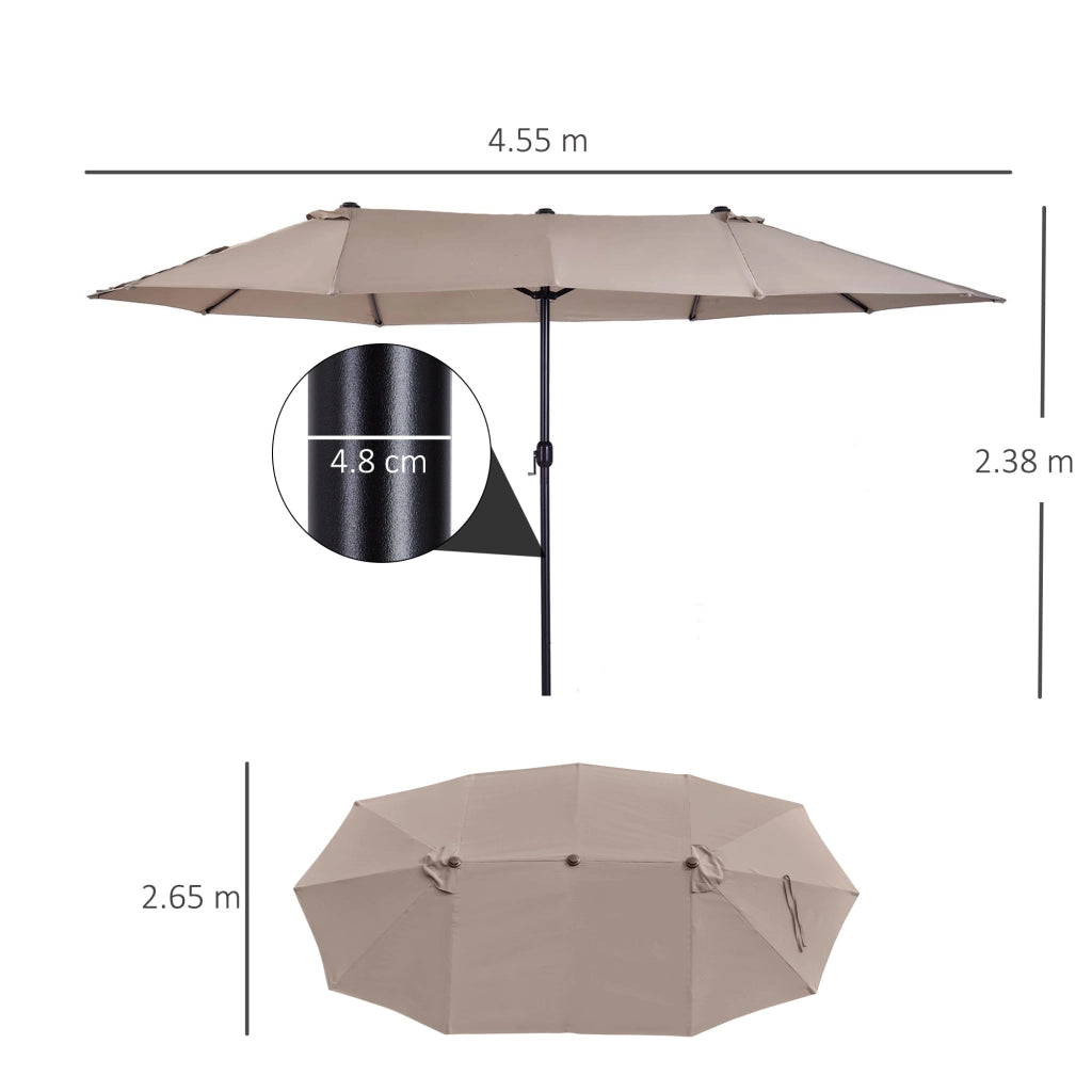 Ombrellone doppio da giardino ¨C Xylo ¨C acciaio e poliestere, apertura a manovella, 455x265x238cm