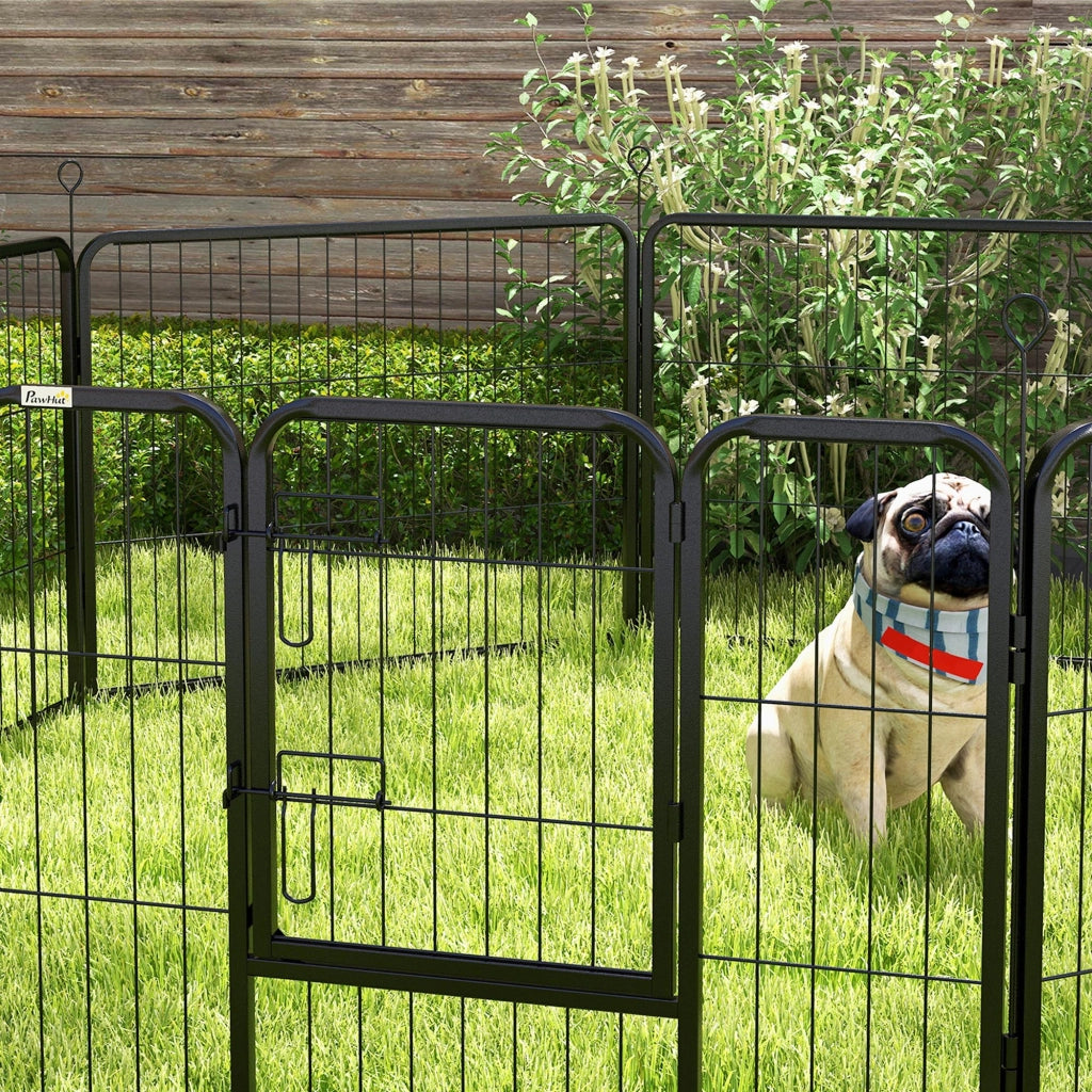Recinto per Cani 8 Pezzi Modulabile Interno Esterno ¨C zephmum ¨C Acciaio Nero 80x60 cm