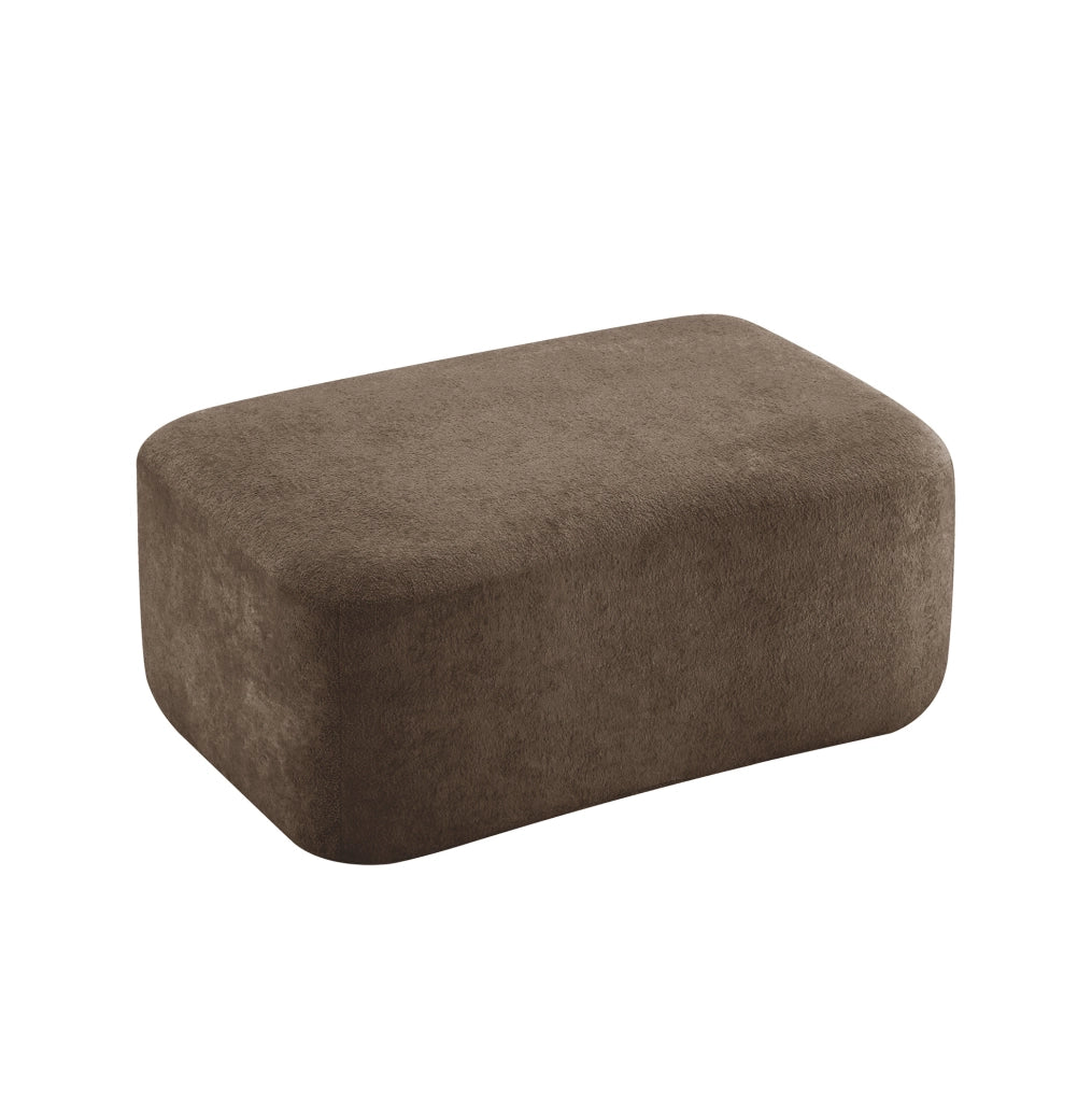 Divano modulare in velluto marrone con pouf