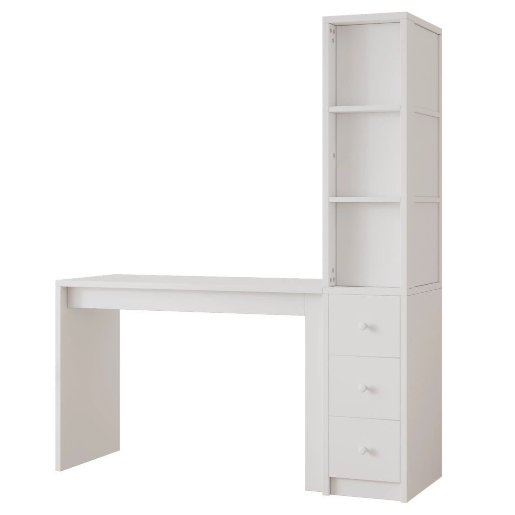 Scrivania con libreria bianca in MDF 150x50x180 cm con cassetti