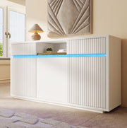 Sideboard LED bianco 140x40x85 cm con 2 cassetti e ripiani regolabili
