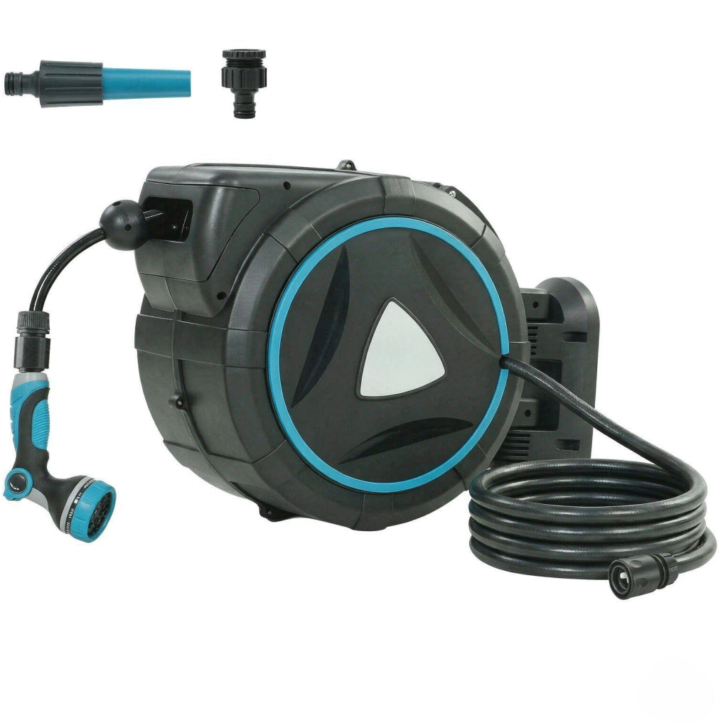 Avvolgitubo a parete automatico 55x31x50 cm in PVC blu con pistola