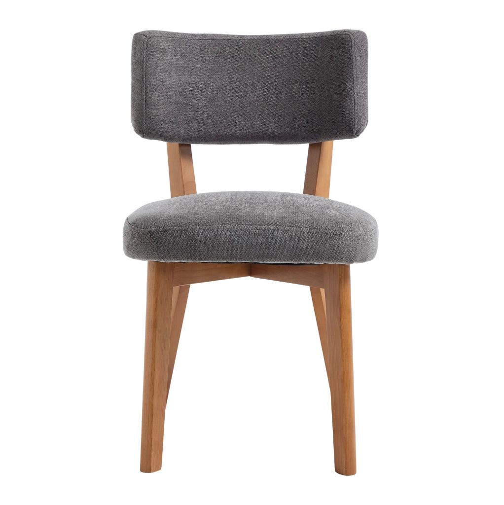 Set 2 sedie da pranzo imbottite grigie con gambe in legno massello HOMVRA