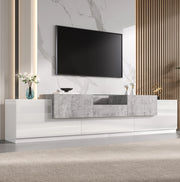 MOBILE TV 200x33x48,5 cm Bianco Lucido ed Effetto Cemento
