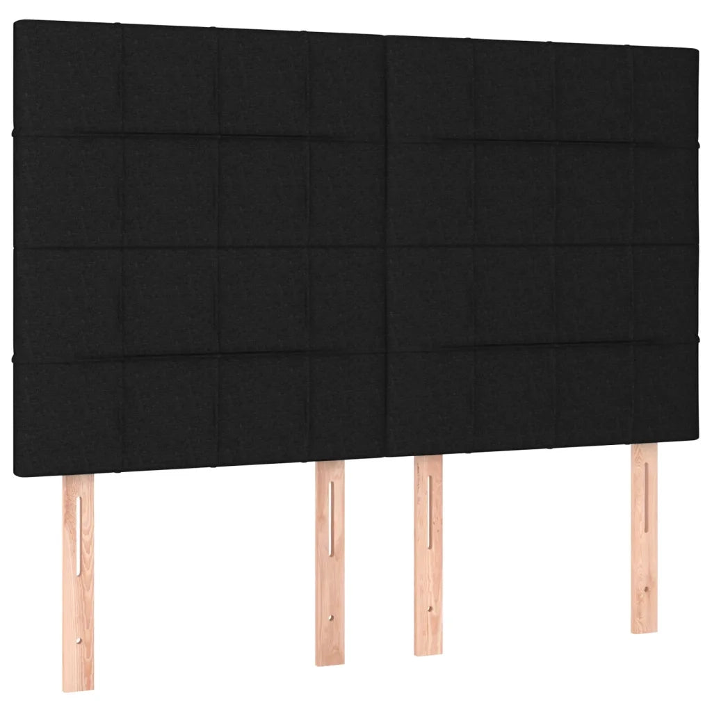 Testiera | Testata Nera 144x5x118/128 cm Tessuto