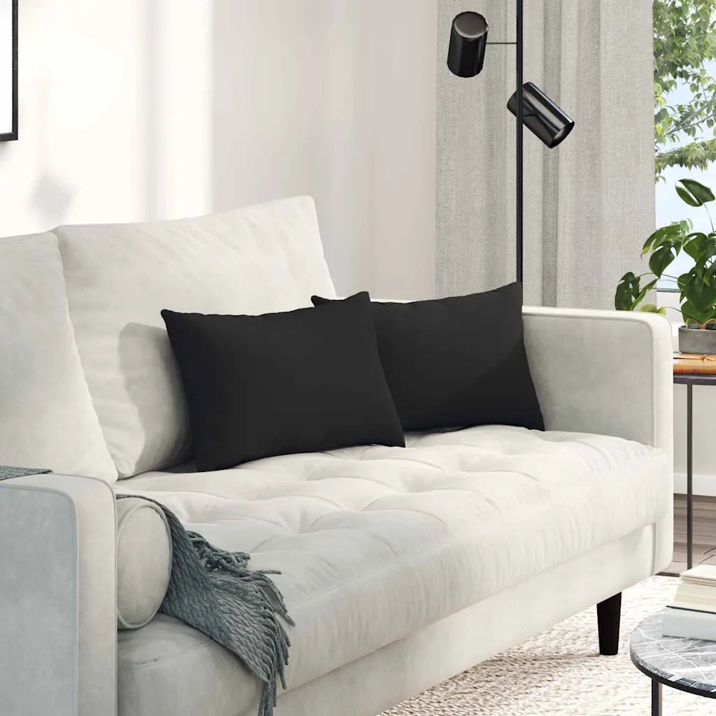 Cuscini da Divano 2 pz-Set di 2 Cuscini per Sofa Nero 50 x 30 cm Tessuto 869341