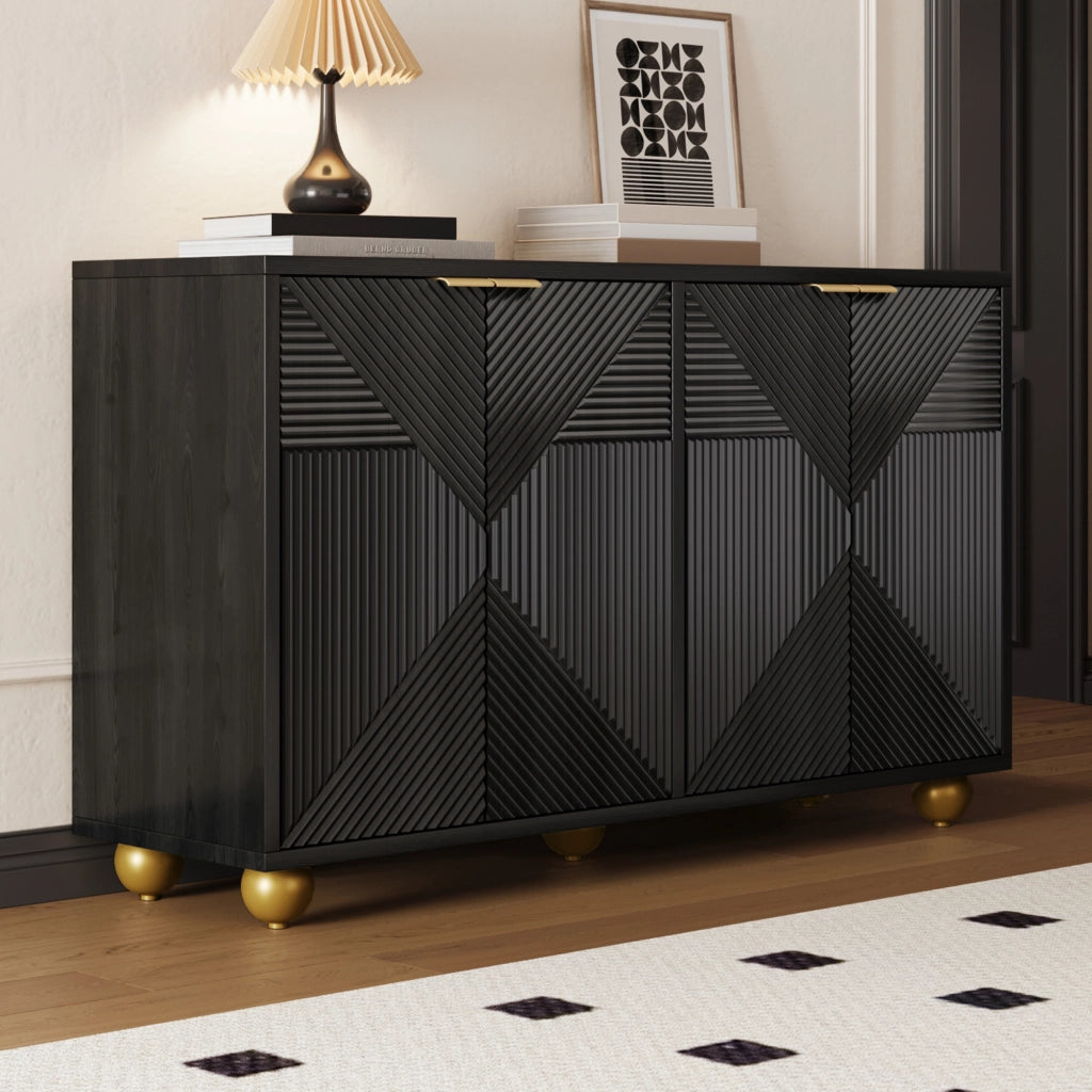 Credenza con ripiani regolabili in MDF nero