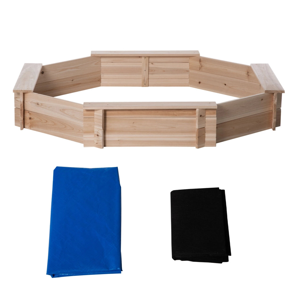 Sabbiera per Bambini con Sedili e Copertura, Et¨¤ 3-8 Anni, 139.5x139.5x21.5cm, Colore Legno