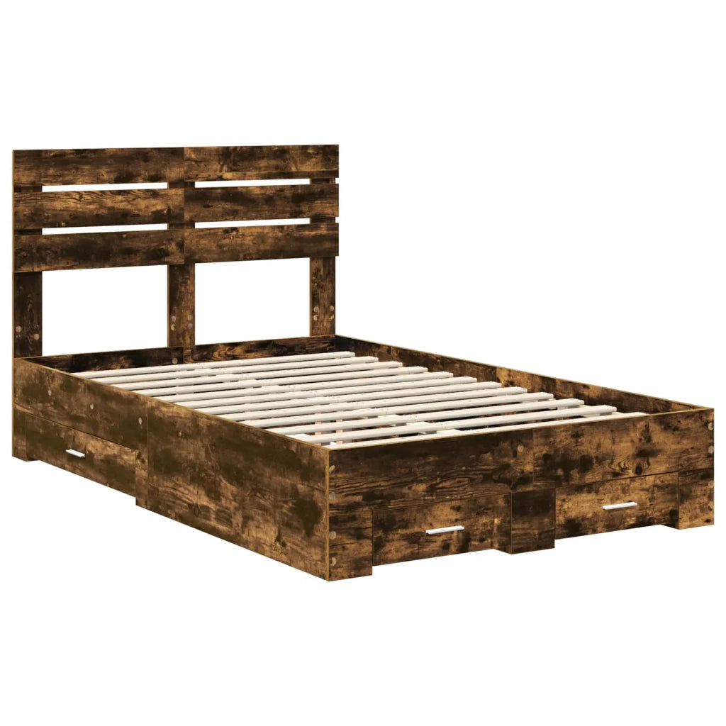 Letto matrimoniale | Letto per adulti | Struttura del letto Rovere fum¨¦ 120 x 190 cm Legno multistrato