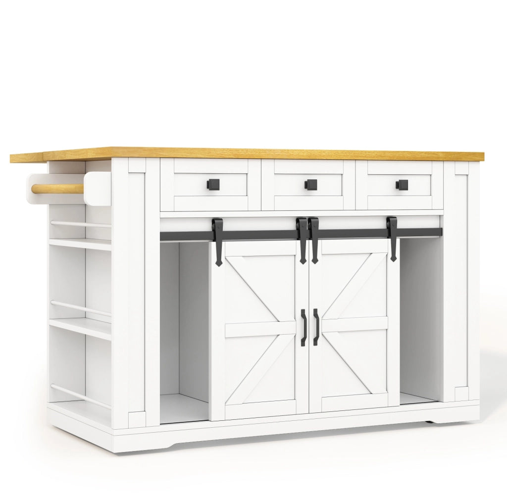 Isola da cucina mobile in MDF con ripiano pieghevole, 130×50(80)×87 cm, con ruote e prese integrate