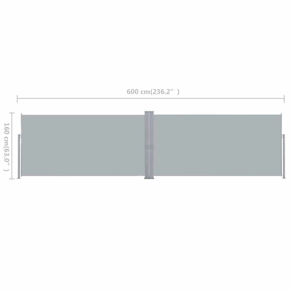 Extendable Side Awning 160x600 Cm Grey