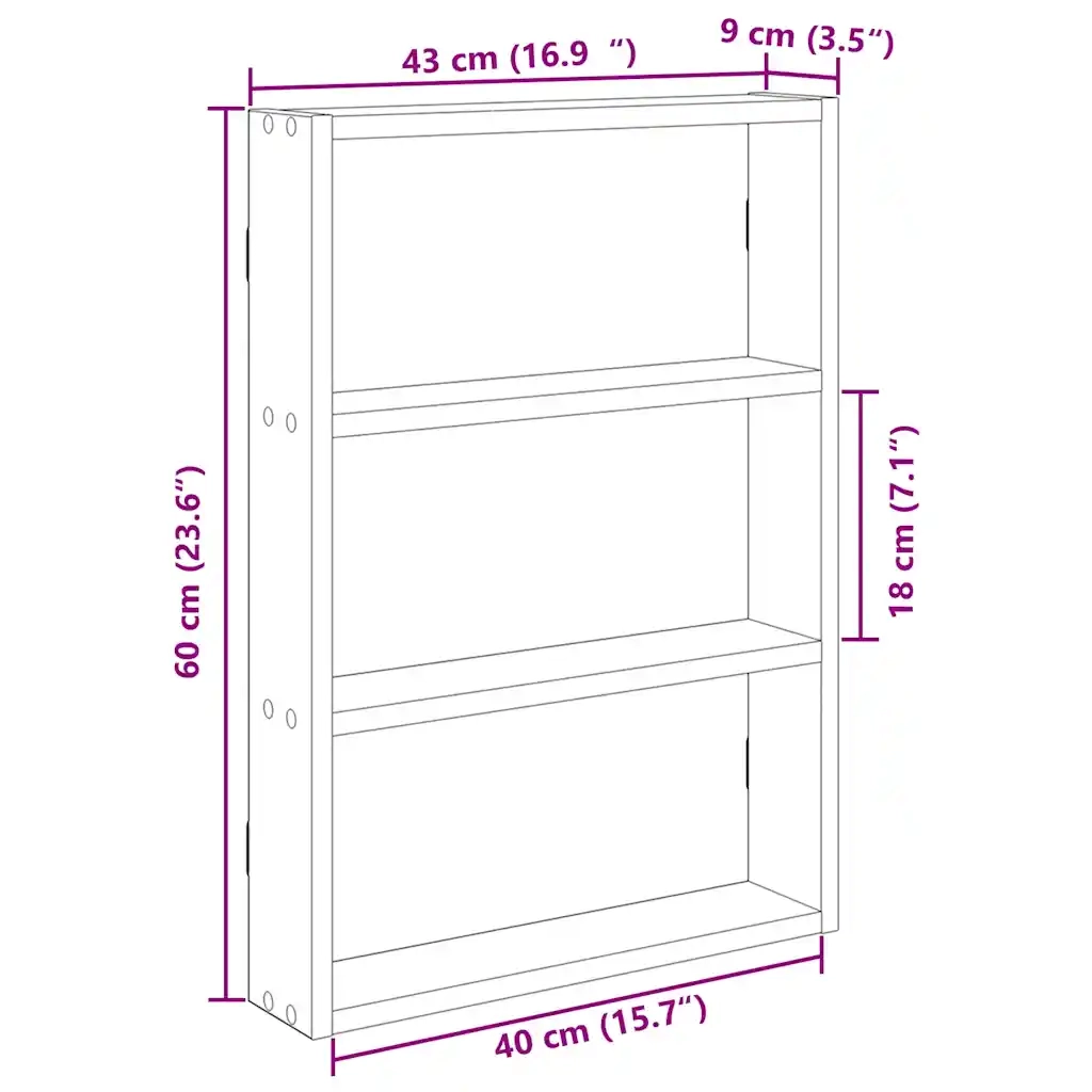 Scaffale a Parete Legno Vecchio 43x9x60 cm in Truciolato 860056