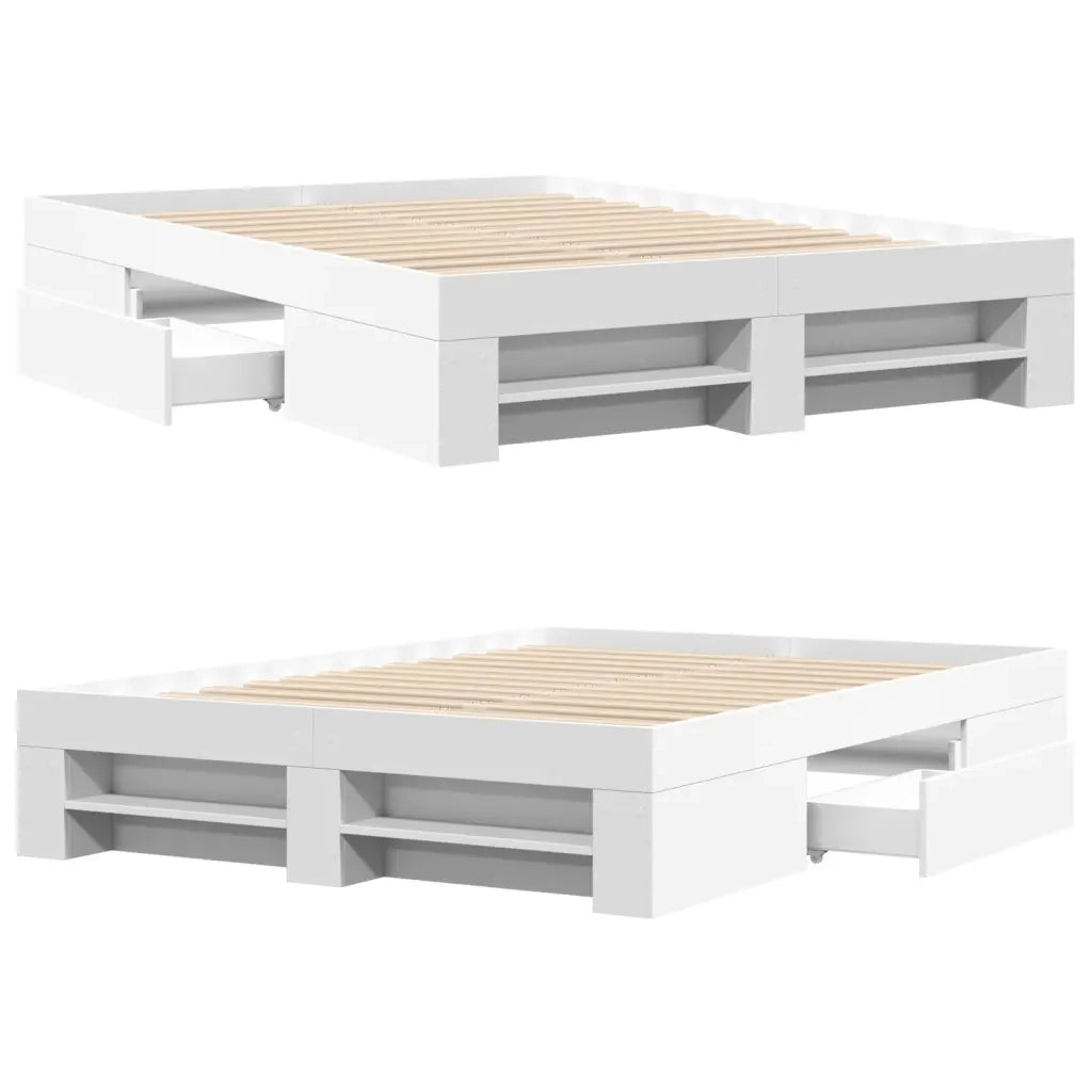 Giroletto-Struttura Letto Bianco 140x190 cm in Legno Multistrato 460304