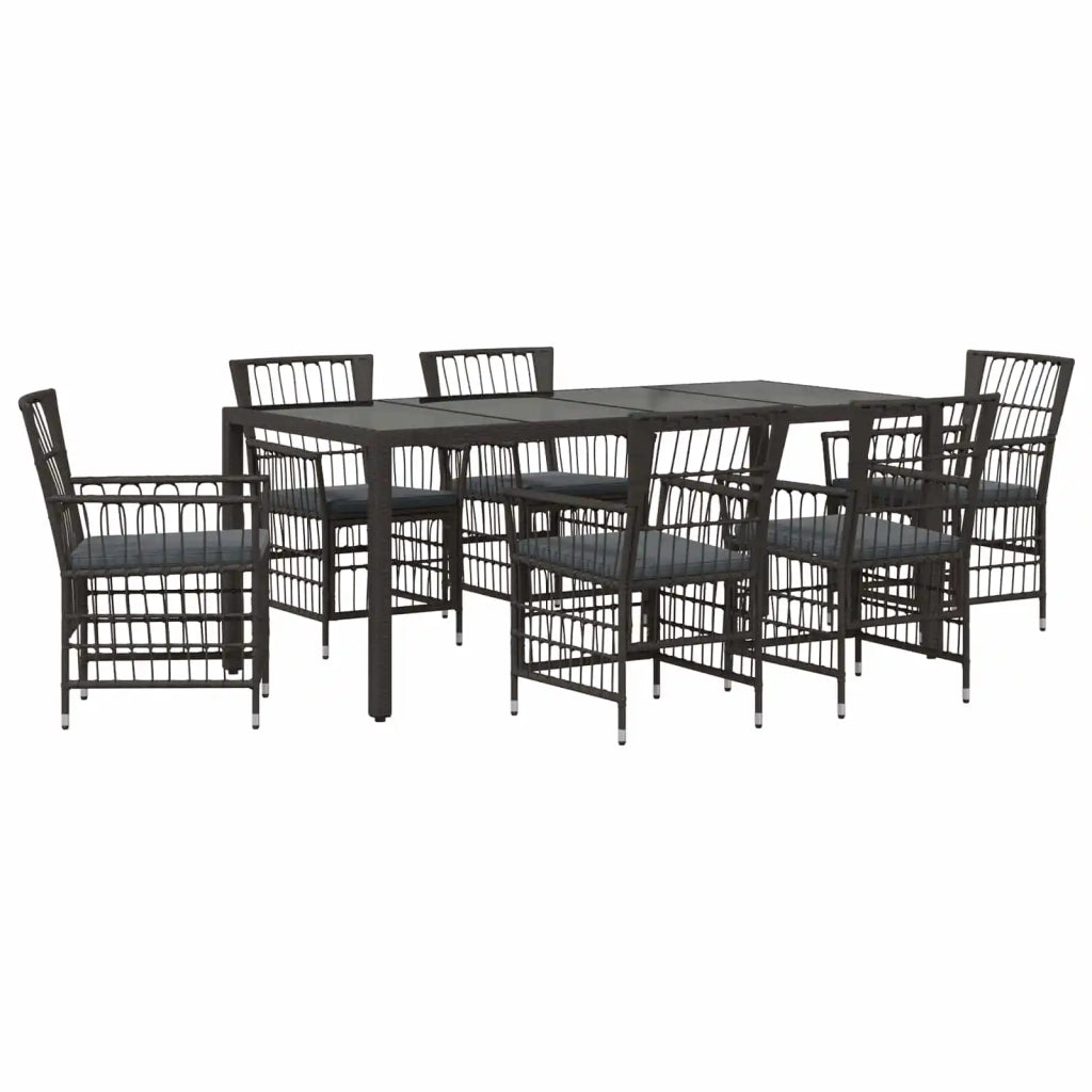 Set da pranzo per esterni 7 pz Nero polyrattan 3448940