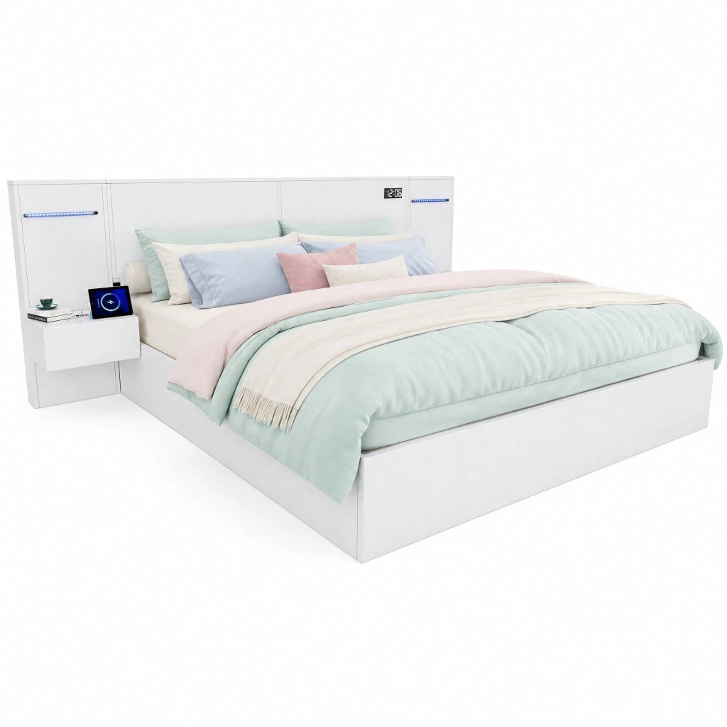 Letto matrimoniale 160x200 cm con USB, Bluetooth e LED