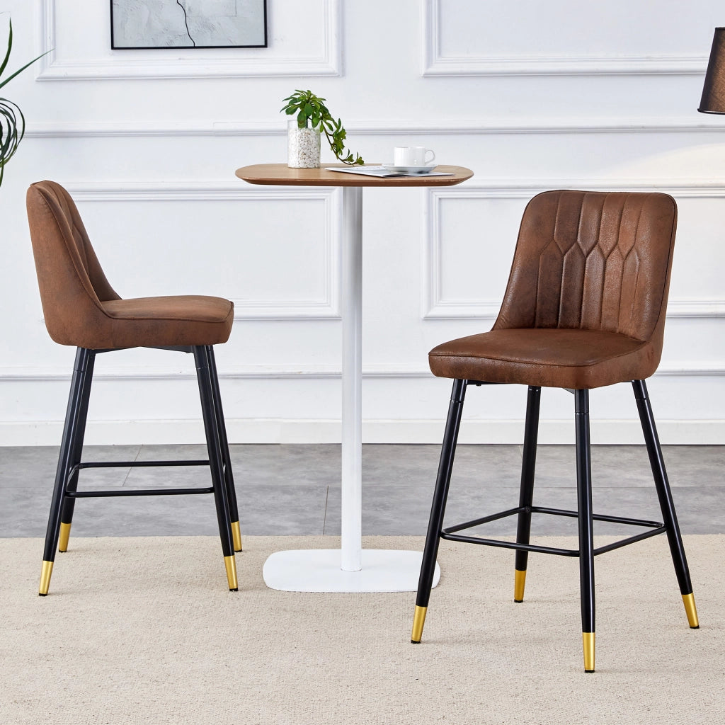 SEDIA ALTA Set da 2 pezzi 100 cm Tessuto marrone e metallo nero