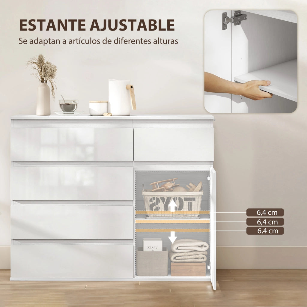 Armadio Bianco con Cassetti e Ripiani ¨C Zephmum ¨C 100x40x80 cm