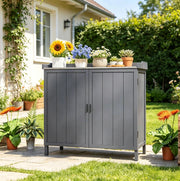 Armadio da giardino 98x48x95,5 cm in legno e metallo grigio –