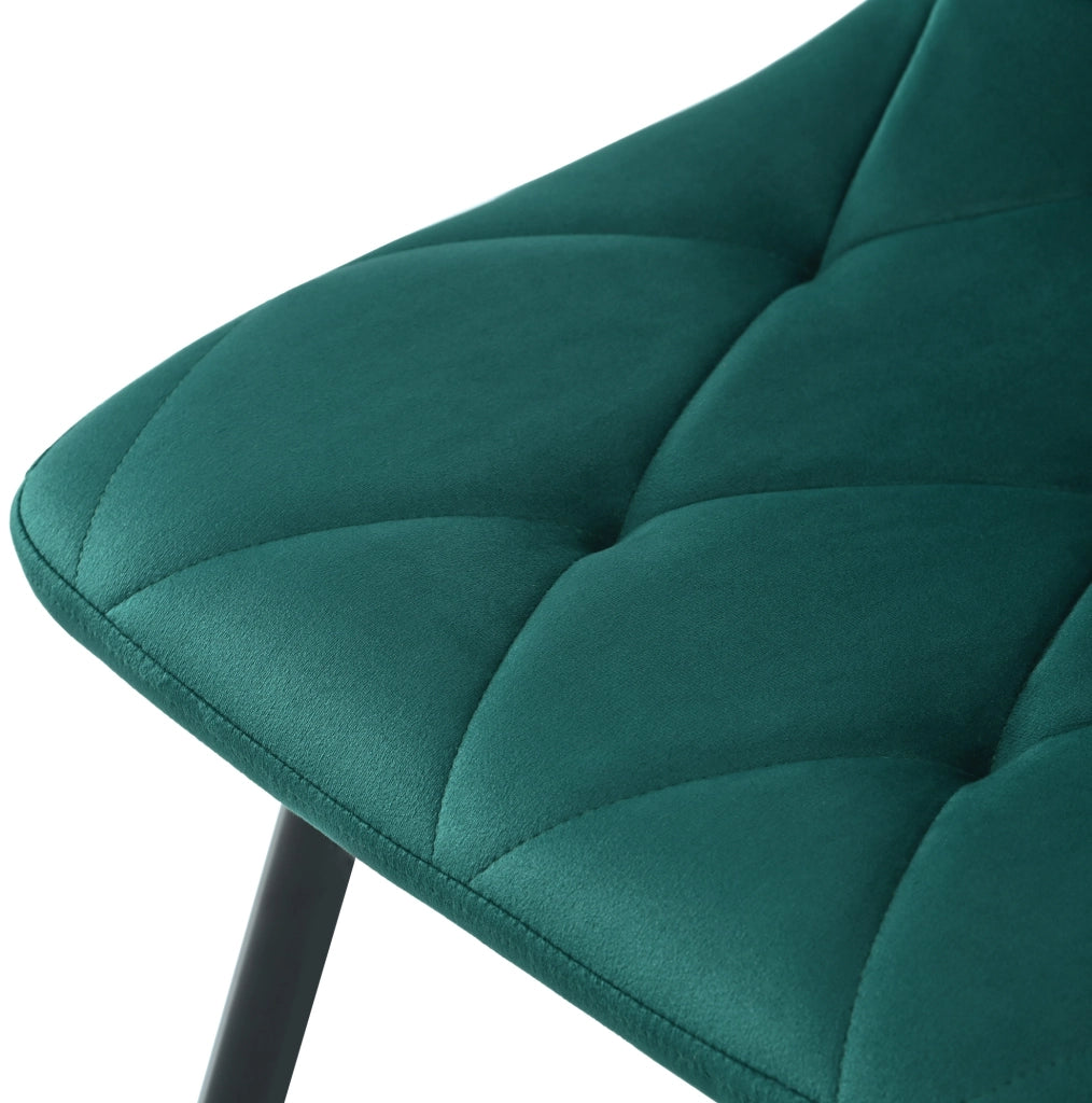 Set tavolo da pranzo rettangolare 117x68 cm con 4 sedie in velluto verde