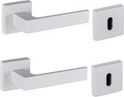 Coppia maniglie per porta interna quadra bianco