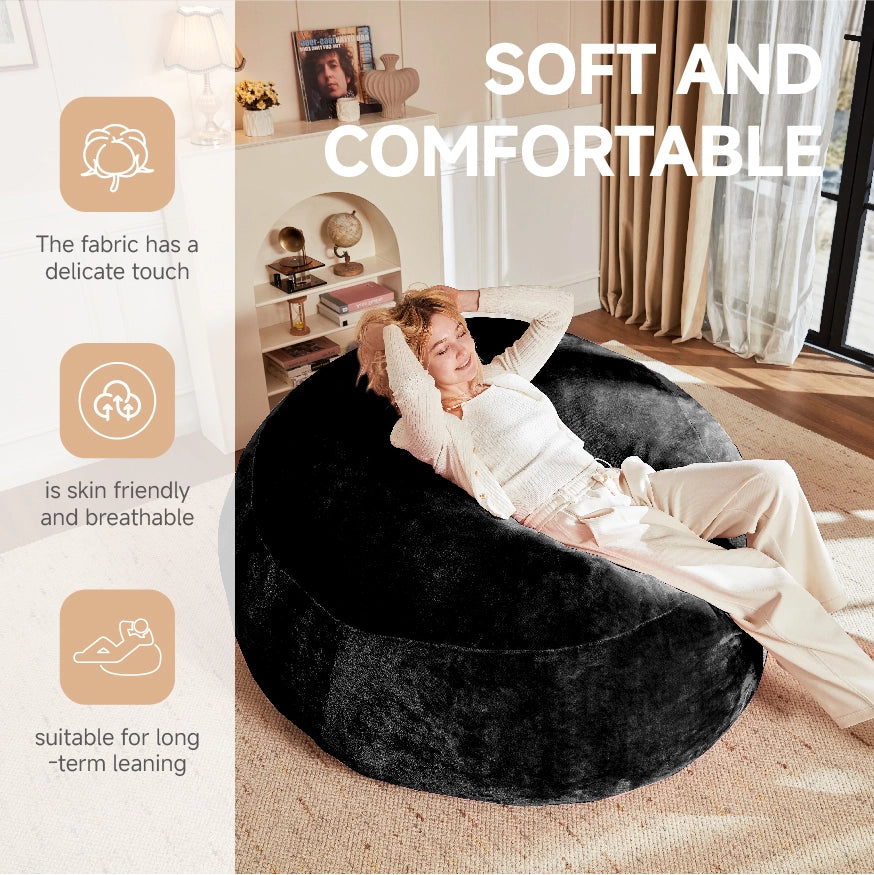 Poltrona pouf con supporto allevia pressione e forma personalizzabile; copertura lavabile in spugna nero
