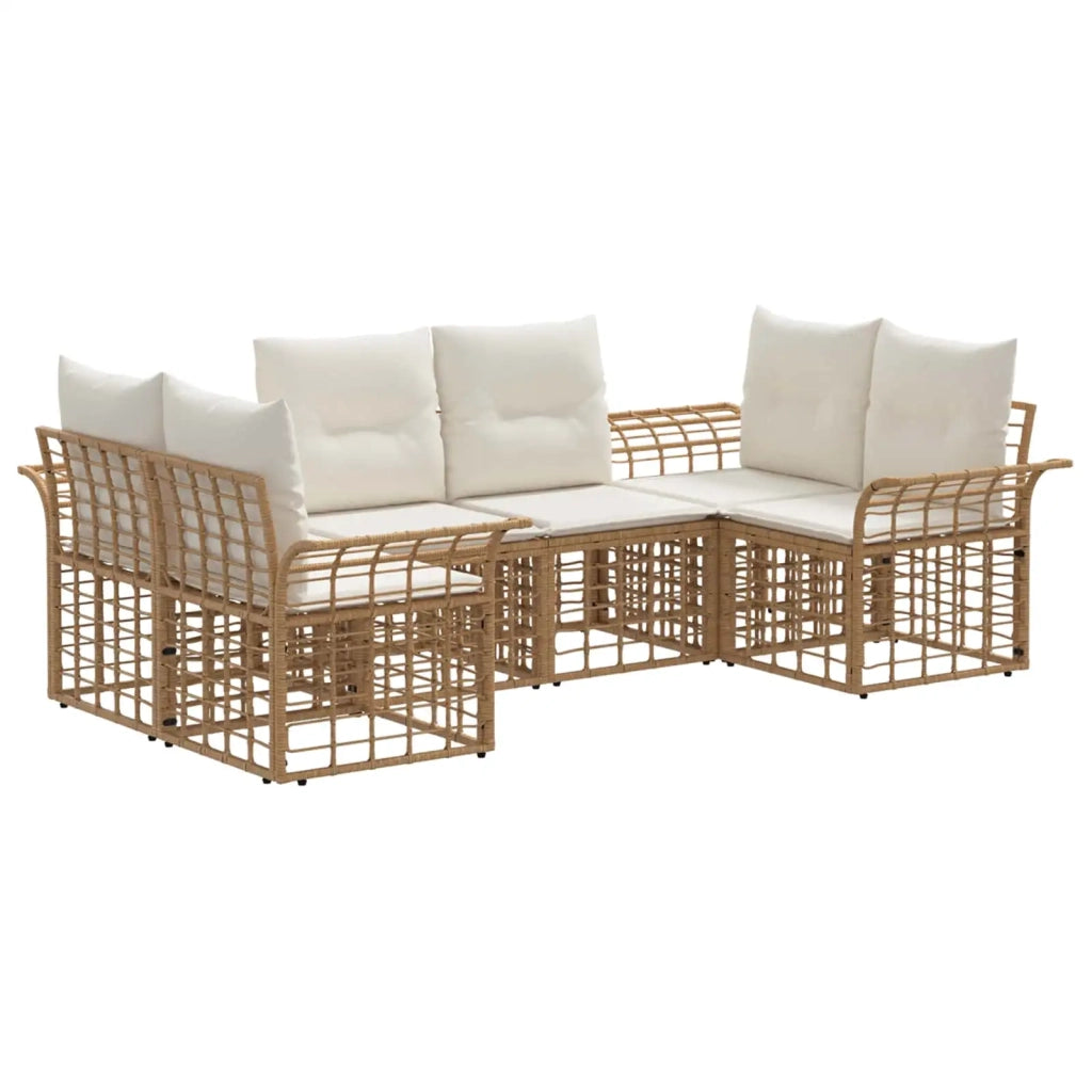 Set di divani da esterno 6 pz Naturale e Bianco Crema 3437754