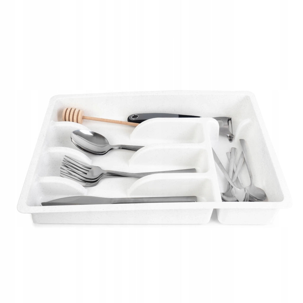 KADAX Inserto per cassetto, organizer per posate da cucina in plastica bianca, 25x36 cm