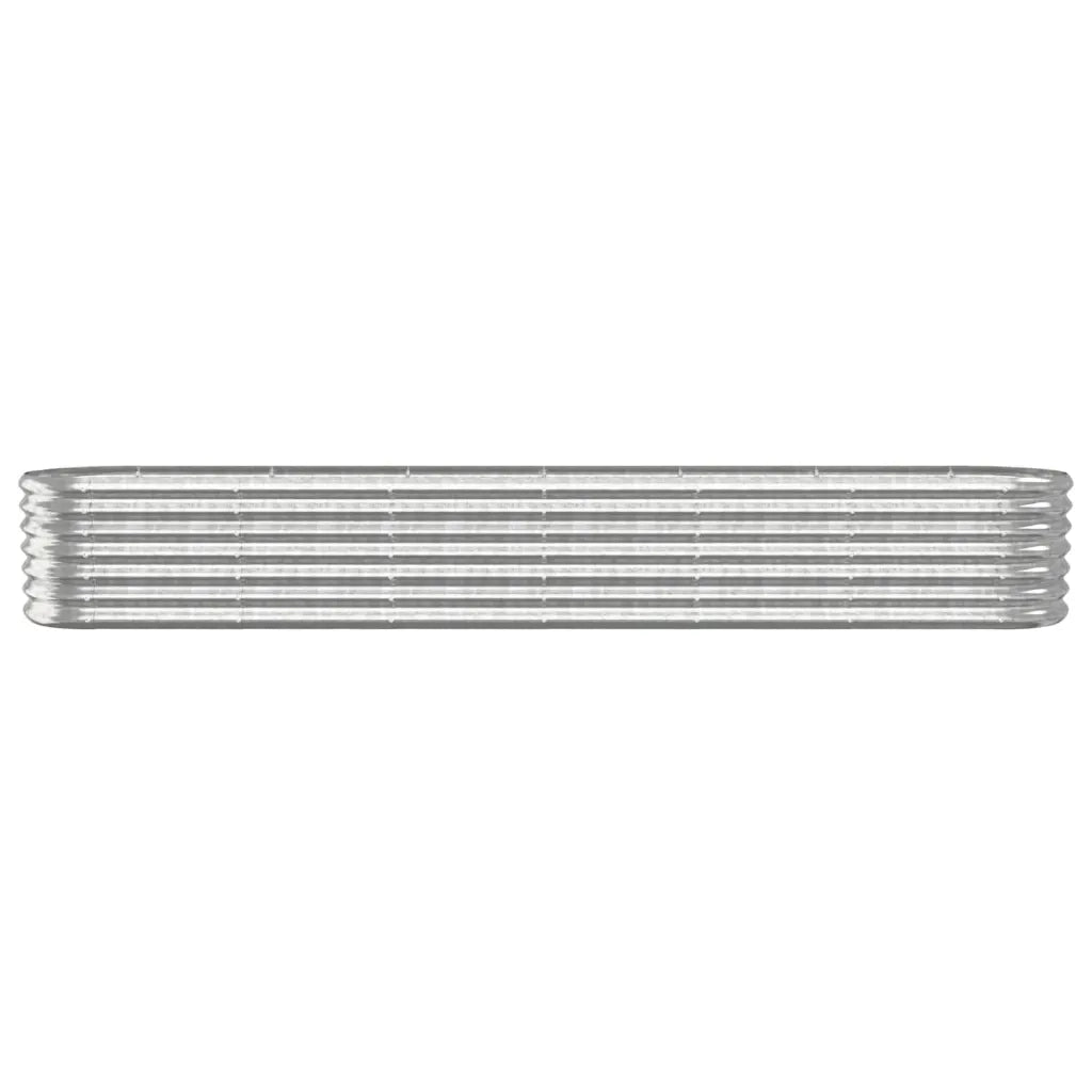 Aiuola ovale rialzata 260 x 40 x 36 cm robusta e resistente alle intemperie realizzata in acciaio zincato argento 02_0046562