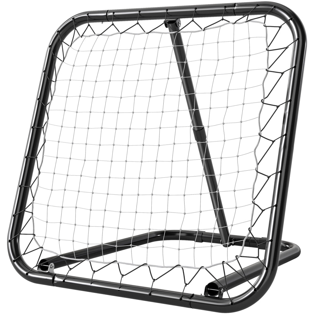 Rete da Rimbalzo per Calcio Rebounder Regolabile e Pieghevole in PE Nero e Bianco con 4 Picchetti 78 x 84 x 78 cm