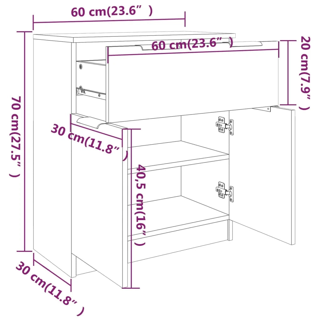 Buffet credenza cassettiera armadio mobile contenitore organizer per cucina soggiorno salotto 60 x 30 x 70 cm legno ingegnerizzato grigio 02_0031953