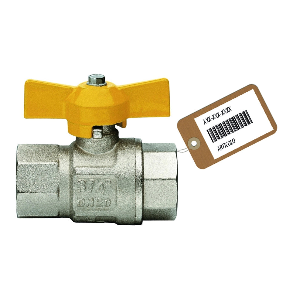 VALVOLA A SFERA GAS FF CON FARFALLA MOD. LONDON F-BRICO- 1/2  DN 15- FAIDF- pezzi 1