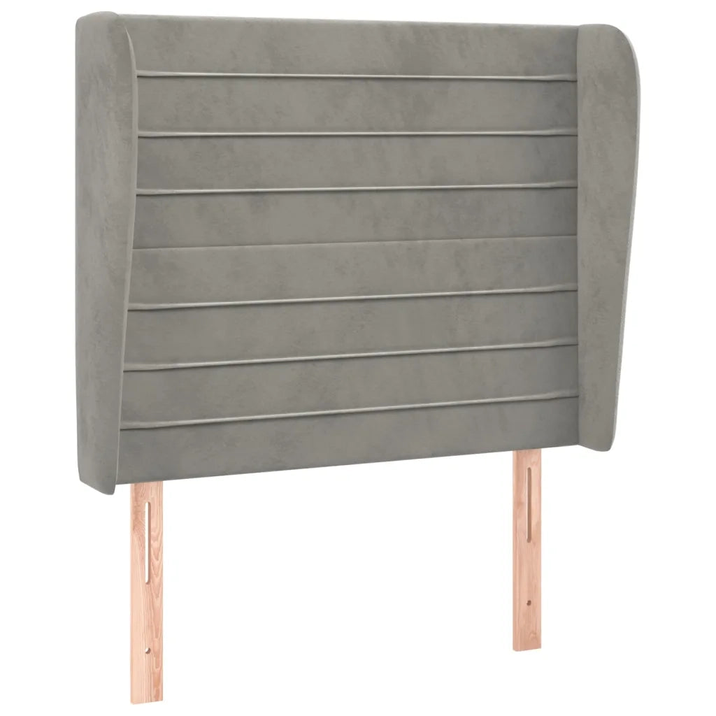 Testiera | Testata ad Orecchio Grigio Chiaro 93x23x118/128 cm in Velluto