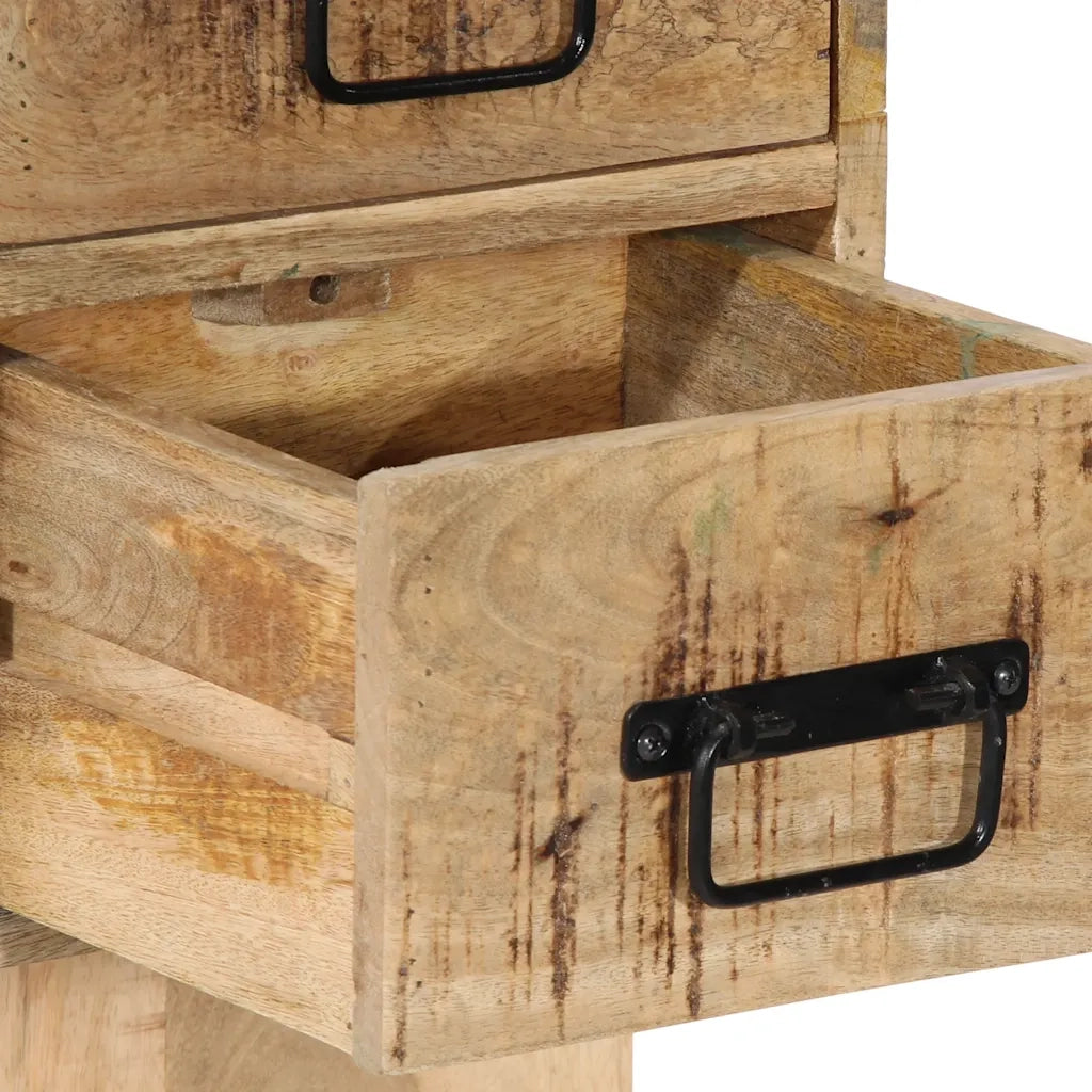 Comodino 60x32x80 cm in Legno Grezzo Massello di Mango 4017527