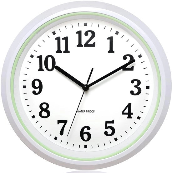 Orologio da Parete Esterno 32 cm, Impermeabile, per Giardino, Giardino, Esterno, Resistente al Tempo, Facile da Leggere, Silenzioso, Batteria, Orologio da Parete Ronde per Esterno, Piscina, Terrazza, Bagno