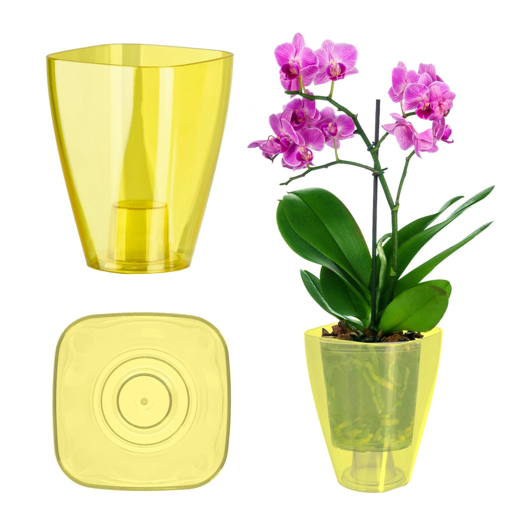 Vaso da fiori KADAX per orchidee, in plastica, giallo, tinta unita, 12 cm
