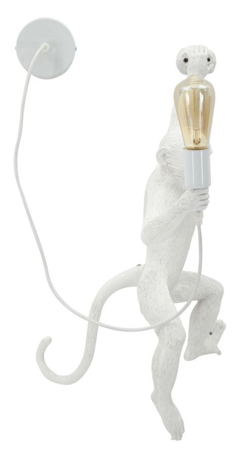 Lampada da Muro Monkey Bianca 32x32x64 cm in Resina Bianco