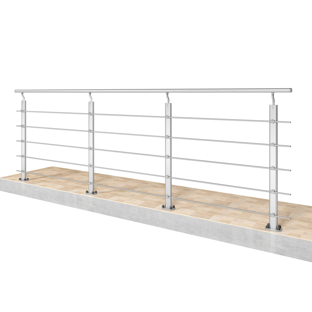 Ringhiera kit in alluminio , Corrimano per scala Lungh. 300 cm, montaggio a pavimento, uso interno ed esterno, argento opaco