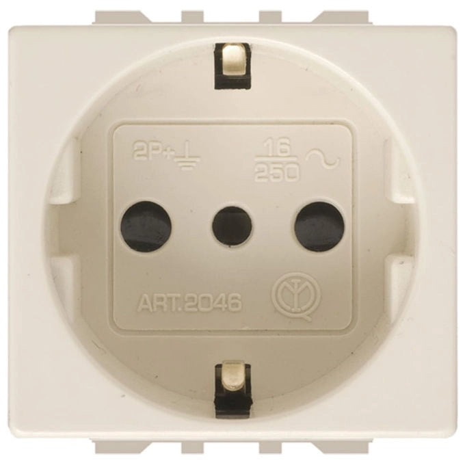 Unel NX.BPUET.001 Presa di Corrente 2 Poli + Terra Standard P30 IMQ Compatibile Bticino Confezione da 10